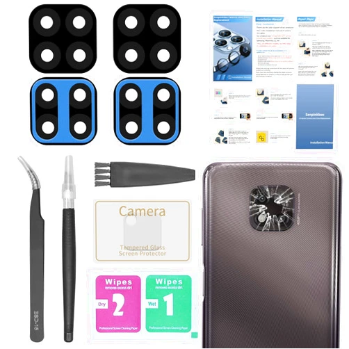 Senpinkboo 2 Pack Back Rear Camera Lens Glass Replacement for Motorola Moto G Power 2021 XT2117 with Pre-Installed Adhesive, Include Repair Tool Set+ Installation Manual+ Camera Lens Protector (Black)