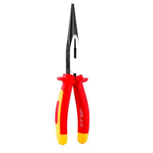 WISEPRO 8 Inch 1000V Insulated Long Nose Pliers, Insulated Long Nose Side-Cutting Pliers with Straight/Bent Jaw for Electricians