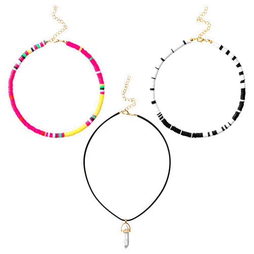 GROBRO7 3Pcs Outer Banks Necklaces Madison Bailey Hawaiian Handmade Choker Colorful Seed Bead Necklaces Adjustable Lightweight Necklace Summer Beach Vacation Dress Up Accessories for Women