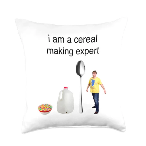 Nutri Nibbles I am a Cereal Making Expert Throw Pillow, 18x18, Multicolor