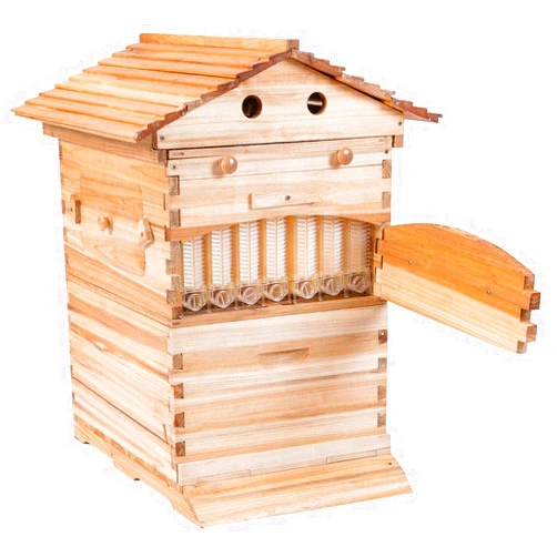 Lwestine Hive Beehive kit Automatic Wooden bee hive House kit Beehive Boxes with 7 Peice Comb Honey Frames for Beginning and Professional Beekeepers
