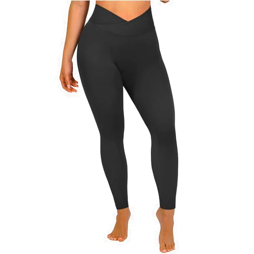 SUUKSESS Women Crossover Seamless Leggings Butt Lifting High Waisted Workout Yoga Pants