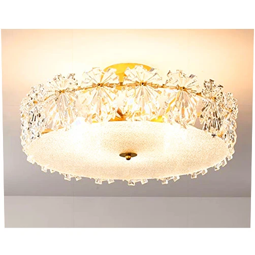 Zhongshan Wangting Lighting Company Limited Modern Glass Ceiling Lights Fixture LED Light American Shining Luxury Ceiling Lamp Home Indoor Lighting Romantic Flower Lamps (Dia42cm H25cm)