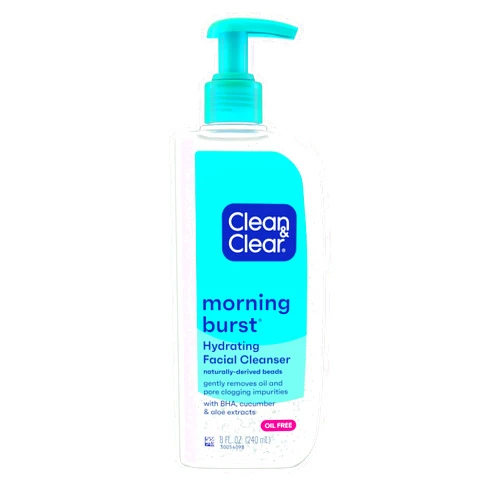 Clean & Clear Morning Burst Oil-Free Hydrating Facial Cleanser with BHA, Cucumber & Aloe Extracts, Face Wash Gently Removes Oil & Pore Clogging Impurities, 8 fl. oz