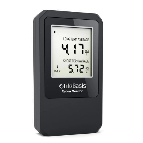 LifeBasis Life Basis Home Radon Detector, Portable Radon Tester for Home with Long and Short Term Radon Monitoring 0-500 pCi/L Range Battery Operated (Including Battery)
