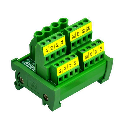 OONO Screw Terminal Block Power Distribution Module (2x8 Position, DIN Rail Mount)