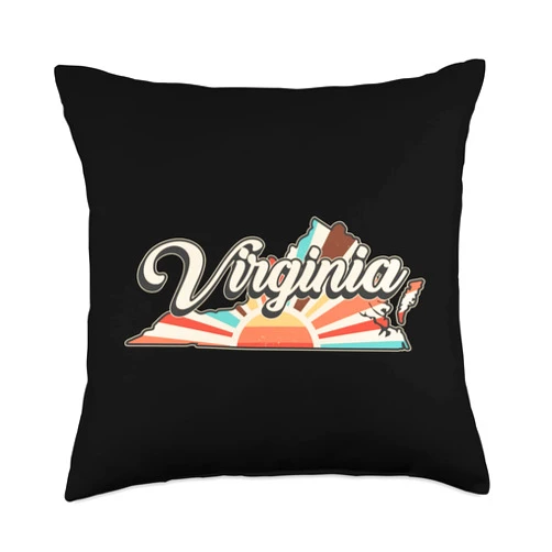 Vintage virginia is 4 lovers cute virginia gifts Retro Virginia is 4 Lovers Outdooors VA for Virginians Gift Throw Pillow, 18x18, Multicolor