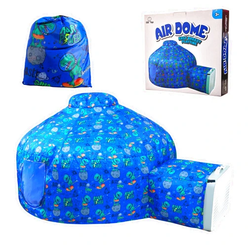USA Toyz Air Dome Dinosaur Pop Up Tent for Kids- Air Tent Fort for Kids Indoor Playhouse Blow Up Tent, Easy Fan Setup (Fan Not Included), Mesh Window, Spacious Inflatable Kids Play Tent Ages 3+ (Blue)
