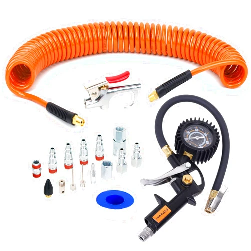 FYPower 18 Pieces Air Compressor Accessories kit, 1/4 inch x 25 ft Recoil Poly Air Compressor Hose Kit, 1/4
