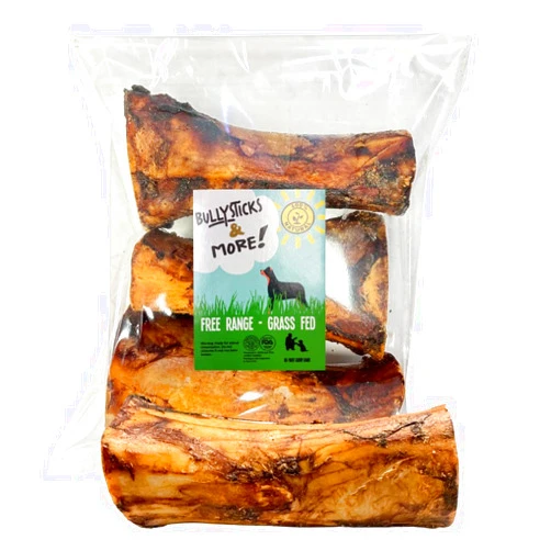 BULLYSTICKS & MORE Jumbo Marrow Bones (3 Count) - Extra Large Bones for Dogs - Meaty Filled Dog Bones