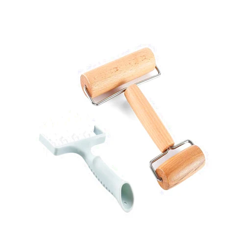 POLARHAWK Pizza Dough Roller Docker Set, 2 Pieces Pizza Plastic Dough Docker Wood Pastry Pizza Roller Time-Saver Pizza Dough Roller Docker for Pizza Crust or Pastry Dough