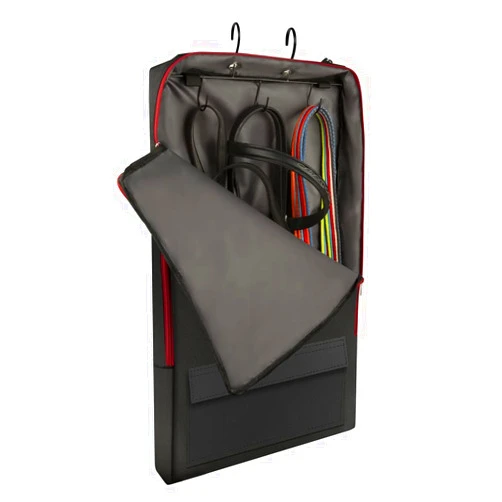 Y.J TAILS Horse Tack Carry Bag, Horse Harness Bag for Halters, Bridle, Equestrian Reins, Bits and Headstalls, Miniature Horse Harness with 3 Prong Tack Rack (Black)