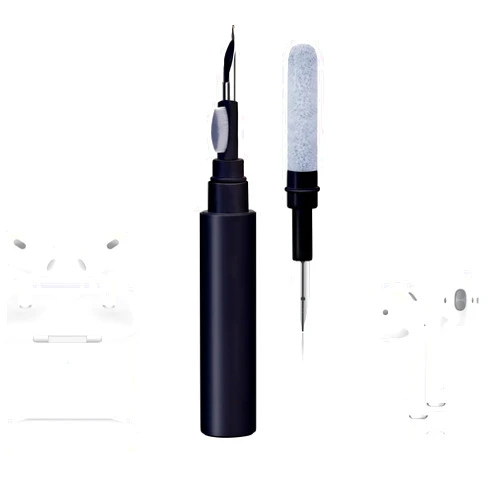 Generic Cleaner Kit for Airpods Pro 1 2 3 Multi-Function Cleaning Pen with Soft Brush Flocking Sponge for Bluetooth Earphones Case Cleaning Tools Black