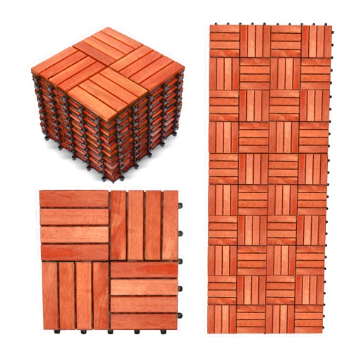 CLOVERHOLM 10PCS Interlocking Deck Tiles - Waterproof Acacia Wood Patio Tiles, Easy Snap, Flooring Tiles for Indoor and Outdoor, Balcony Tiles, 10sq.ft per box, 12