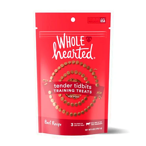 WholeHearted Grain-Free Tender Tidbits Beef Recipe Dog Training Treats, 6 oz.