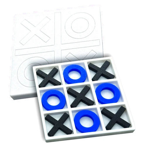 EnderToys Trendy Tic Tac Toe - Classic White (1pc), Compact Travel Size Plastic Family Board Game with Lid, 5 x 5 Inches, Modern Design, Adult Gift Party Favor