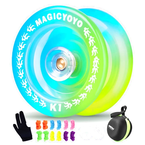 MAGICYOYO K1 Yoyo for Kids Beginners, Responsive Yoyo with Finger Spin Function, Plastic Yoyo Professional with 12 Yoyo Strings, Yo-Yo Bag and Glove