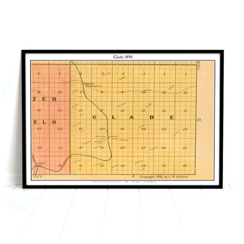 MG Global Historical Poster of Old Glade 1898 Michigan Genealogy Kalkaska County MI | 11x17 12x18 16x24 24x36 Unframed Print Wall Art for Gift | Vintage Antique Rustic Home Office Decor