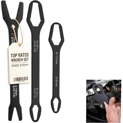 Generic 3Pcs Universal Wrench, Universal Double Ended Wrench Set, Self Adjusting Wrench Set, Tightening Spanner Tools For 3mm-22mm Nuts, Multifunctional Wrench Set For Home Car Outdoor Mechanical Repair