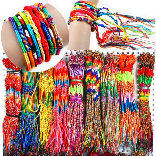 Yoogeer 50pcs Wholesae Bulk Jewelry Lots Colorful Braid Friendship Cords Strand Bracelet