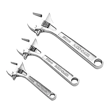 MAXPOWER 3PCS Heavy Duty Adjustable Wrench Set, 6-Inch 8-Inch 10-Inch Adjustable Shifter Movable Spanners with Extra Large Jaw Capacity, Drop Forged Cr-V Steel, Chrome Finish, Metric/SAE
