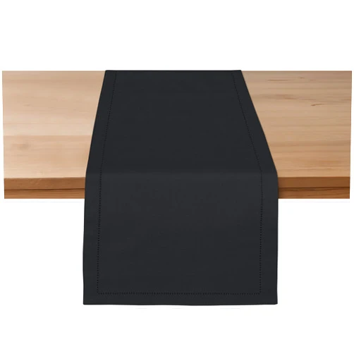 Ruvanti Linen Table Runners 72 Inches Long, Classic Hemstitch Table Runner for ‎Farmhouse, Dining, Valentines, Coffee, Christmas, Wedding, Spring, Easter, ‎Indoor, Outdoor Use‎ - Black - 14 x 72