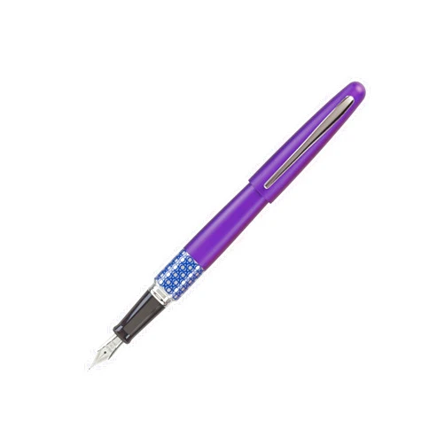 PILOT MR Retro Pop Collection Fountain Pen in Gift Box, Purple Barrel with Elipse Accent, Fine Point Stainless Steel Nib, Refillable Black Ink (91434)