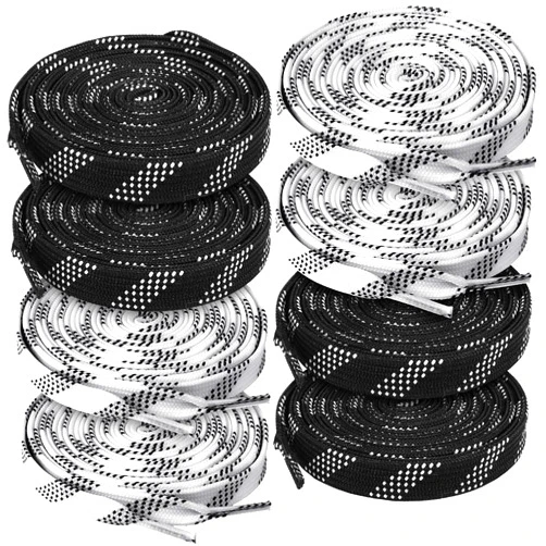 Yingzhao 4 Pairs Waxed Hockey Skate Laces Hockey Laces Wide Ice Skate Lace Strap Ice Hockey Skate Accessories for Ice Hockey, Roller Skates, Adults, Youth