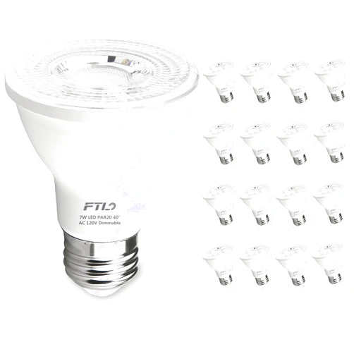 FTL 20-Pack PAR20 Led Bulbs 3000K, 7W 600LM Dimmable Warm White 50W 60W Equivalent, Flood Light Bulb Indoor Outdoor, E26 Spotlight for Recessed Lighting