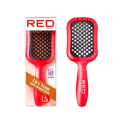 RED by Kiss Dry Vent Heat-Resistant Hair Brush, Detangling Fast Blow Drying for Wet Dry Curly Thick Straight Hair, Vented Detangler for Women Men Children Kids