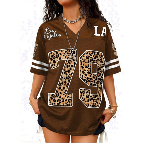 Plameil Jersey Shirts for Women Oversized Graphic Tees Men Y2K Tops V Neck Cute Streetwear T Shirt Football Jersey