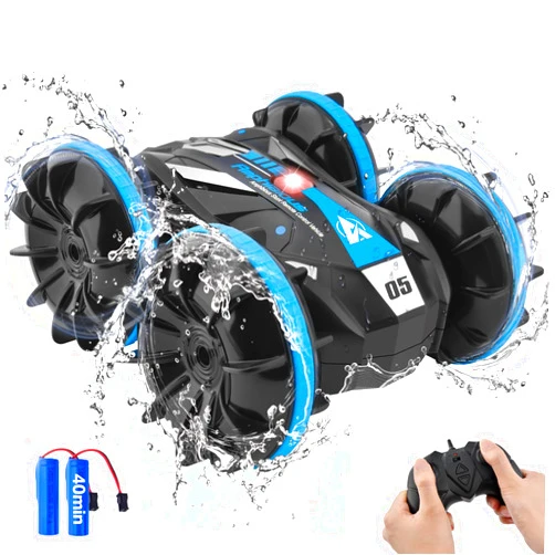HEXSOLID Amphibious Remote Control Car Boat Waterproof RC Monster Truck Stunt Vehicle 4WD 360°All Terrain Rotating Water Beach Pool Toys for 6 7 8 9 10 11 12 Years Boys Girls Christmas Birthday Gifts