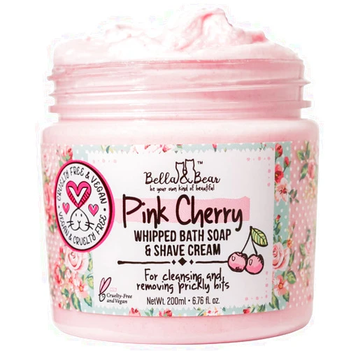 Bella and Bear Bella & Bear Pink Cherry Bath Soap & Shave Cream, Paraben Free, No Harmful Chemicals, Cruelty Free, Vegan, 6.7oz
