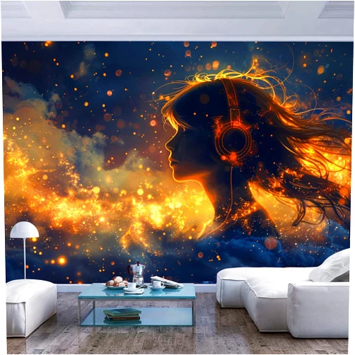 LICIVIO Wall Murals Wallpaper for Bedroom Dream Girl Purple Light Effect 3D Wall Sticker Art Murals Waterproof DIY Wall Decor for Bedroom Living Room Classroom Offices Home Decoration