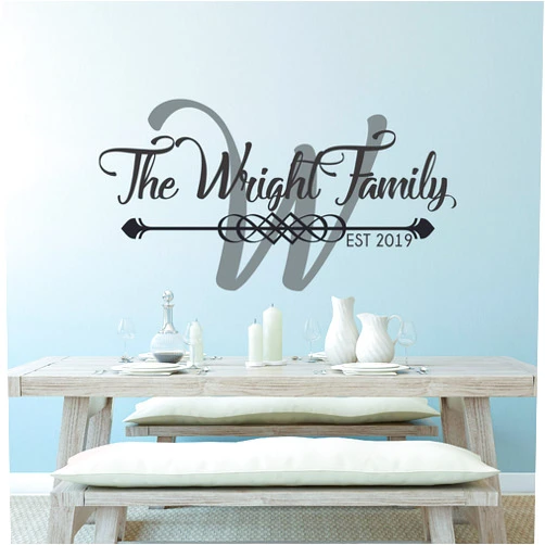 WallTag Family Name Decal - Last Name Decal - Personalized Name Wall Decal - Est Year Monogram