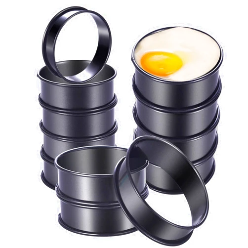 DATANYA 12Pack Crumpet Rings NONSTICK English Muffin Rings - 3.15 Inch Stainless Steel Double Rolled Tart Rings Upgraded Round Metal Baking Cooking Pastry Ring Molds for muffins, pancakes, crumpets