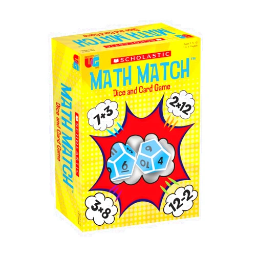 University Games, Scholastic Math Match Travel Dice Game, Mathematics Reinforcement Game for Kids, for 2 or More Players Ages 5 and Up