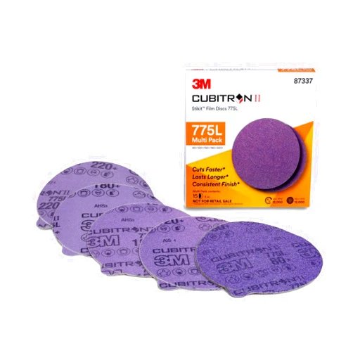 3M Cubitron II Stikit Film Disc 775L, 87337, 5 in x NH, 80+ to 220+, 15 per pack