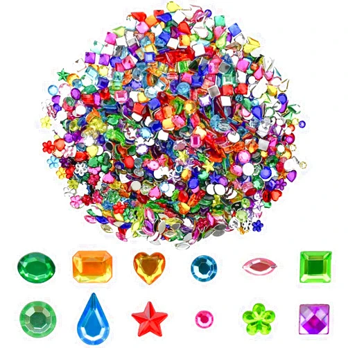 Yuntop 1200 Pack Acrylic Flatback Rhinestones Jewels Craft Gems Jewels Crafts Gemstone Pirate Treasure Jewels Jewels Stickers Rhinestones Party Arts Decoration for Kids Colorful Bling Crystal (12 Shapes)