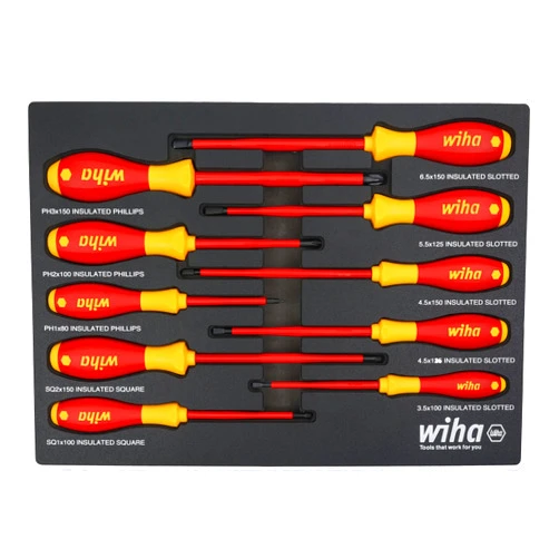 Wiha 32080 10 Piece Insulated SoftFinish Cushion Grip Screwdriver Tray Set