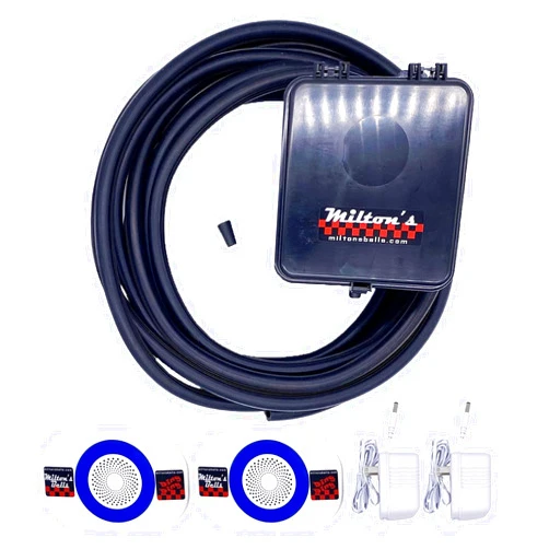 MILTON'S BELLS Milton’s Bells Long-Range Driveway Alarm - Dual Wireless Chimes Kit, with 25’ Hose, Transmitter and Two Volume Control Chimes