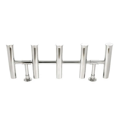 Lxrnqcey 5 Tube Stainless Adjustable Fishing Rod Holders for Boats Yacht, Stainless Steel Linked Fishing Rod Rack, Fishing Rod Holder for Marine RV Camper