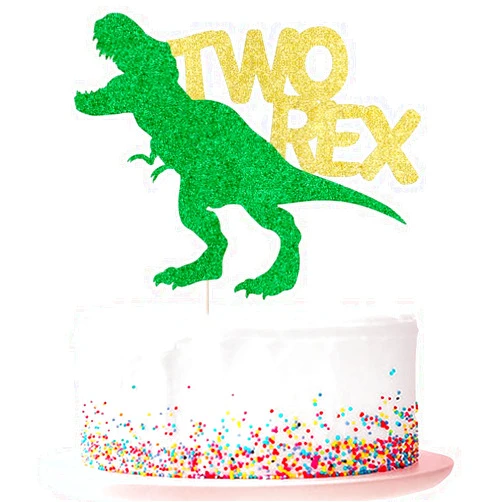 Ruscalin Dinosaur 2nd Birthday Cake Topper Roar Number 2 Two Rex Cake Pick for Dino Theme Baby Shower Kids Boys 2nd Birthday Party Decorations Supplies Blue (two rex)