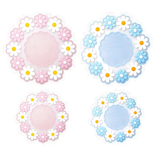 JCSMARTEC 4Pcs Silicone Drink Coasters,Vintage Flower Coffee Mug Coasters for Office, Home, Anti-Slip Cup Coasters Pads Mats (Daisy)
