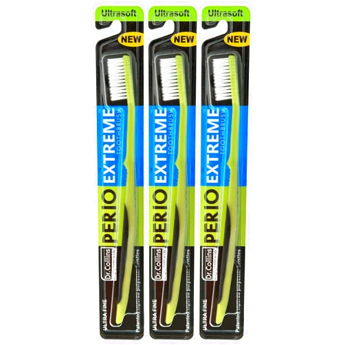 Dr. Collins Perio Extreme Toothbrush, (Colors Vary) (Pack of 3)