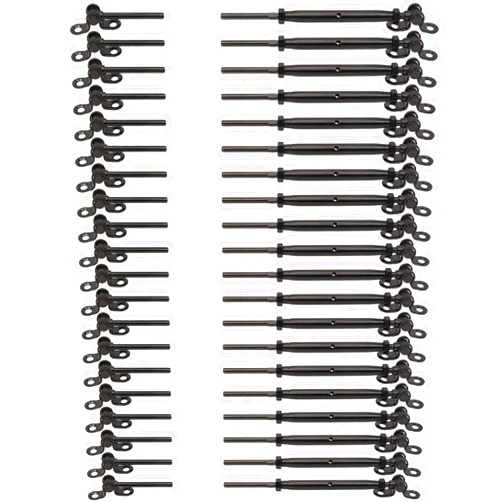 Challcrea Black Cable Railing Hardware, 20 Pairs Black Stainless Steel Cable Railing Kit, fits 1/8 Cable Railing System, for Wood Post, for Stairs Deck, T316 Marine Grade, 180° Angle Adjustable