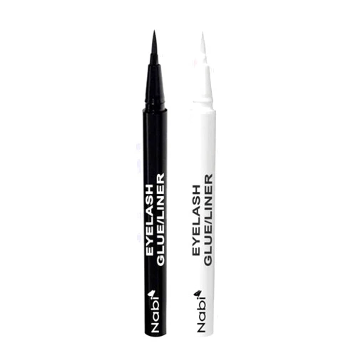 Generic (Set of Black & Clear) Nabi Eyelash Glue Liner, 2-in-1 Felt-Tip and Adhesive Lash Glue Liner Pen, Extra Strong Hold for Lash extensions and False Eyelashes