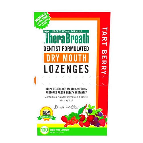 TheraBreath Dry Mouth Lozenges with ZINC, Tart Berry Flavor, 100 Lozenges 100 Count (Pack of 1) Tart Berry
