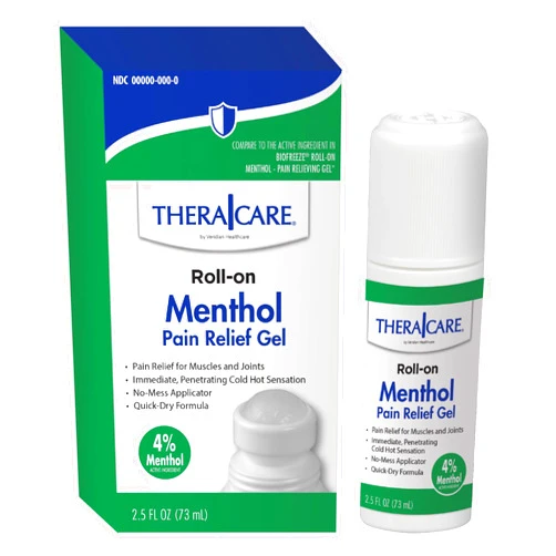 Thera Care TheraCare 4% Menthol Roll-On | Cold Hot Sensation | Pain Relief Gel | 2.5 oz. 73 mL | Non-Greasy Formula | Immediate Penetrating Action | Topical Analgesic