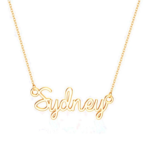 Turandoss Custom Name Necklace Personalized, 14K Gold Plated Name Pendant Necklace Dainty Name Necklace Personalized Jewelry Gifts for Women